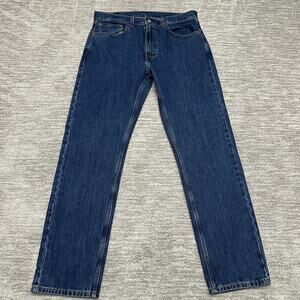 Levis 505 Jeans Mens 36x34 Blue Denim Straight Leg Regular Fit Classic Medium